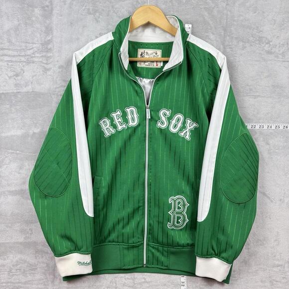 Mitchell & Ness Boston Red Sox Green Men Track Jacket Size L MLB Licensed Y2K - Picture 1 of 10